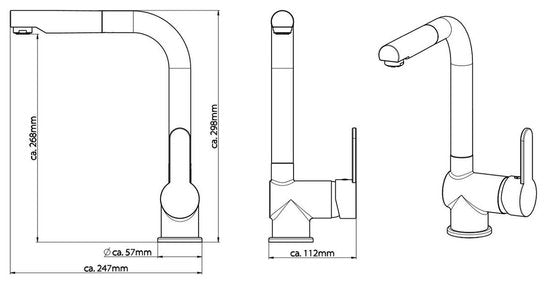 SCHÜTTE London Design keukenmengkraan met zijdelingse greep - chroom