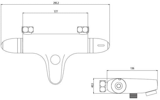 Schütte Supra Thermostatische Badkraan - Chroom - 15 cm hartafstand