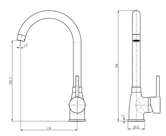 SCHÜTTE Manetti Design Keukenkraan - Mengkraan - Hoge, Draaibare Uitloop - Zijdelingse Greep - Chroom