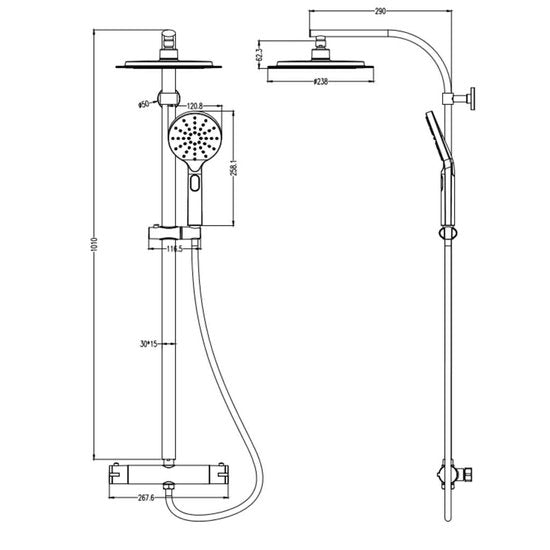SCHÜTTE Madura Fresh regendouche met thermostatische douchekraan - zwart mat