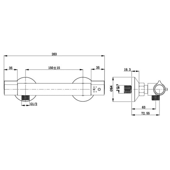 Schütte Vigo Thermostatische Douchekraan - Hartafstand 15 cm - Chroom