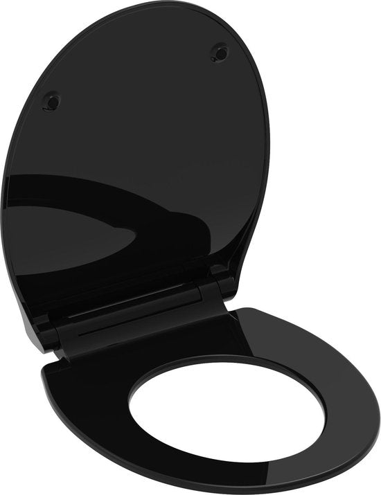 SCHÜTTE WC-bril SLIM BLACK duroplast, super dun, soft close, RVS-scharnieren, zwart mat