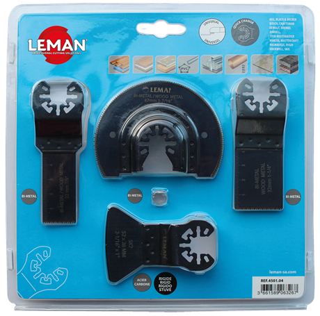 LEMAN DOOS MET 4ACCESSOIRES VOOR VERSCHILLENDE MATERIALEN MUL.4501.04