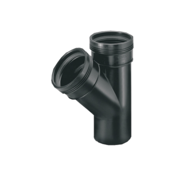 WAVIN PP T-stuk 45° MV met dichting, zwart