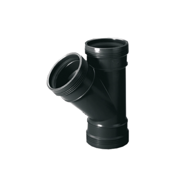 WAVIN PP T-stuk 45° VV met dichting, zwart