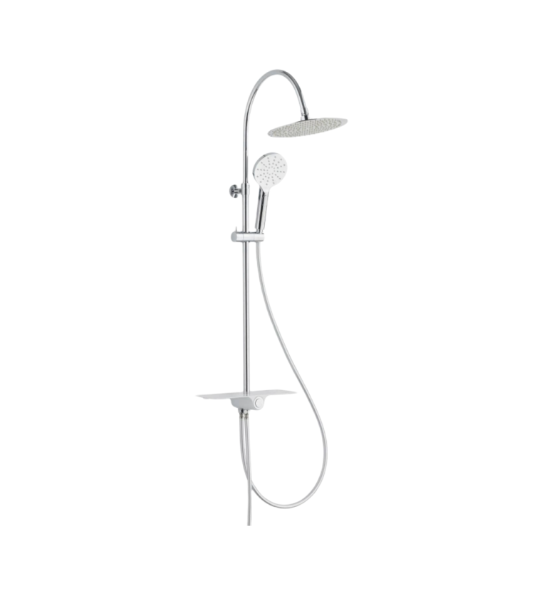 SCHÜTTE Aquastar Douchesysteem - Regendouche - Geïntegreerd Planchet met Push-Button Omsteller - Chroom & Wit