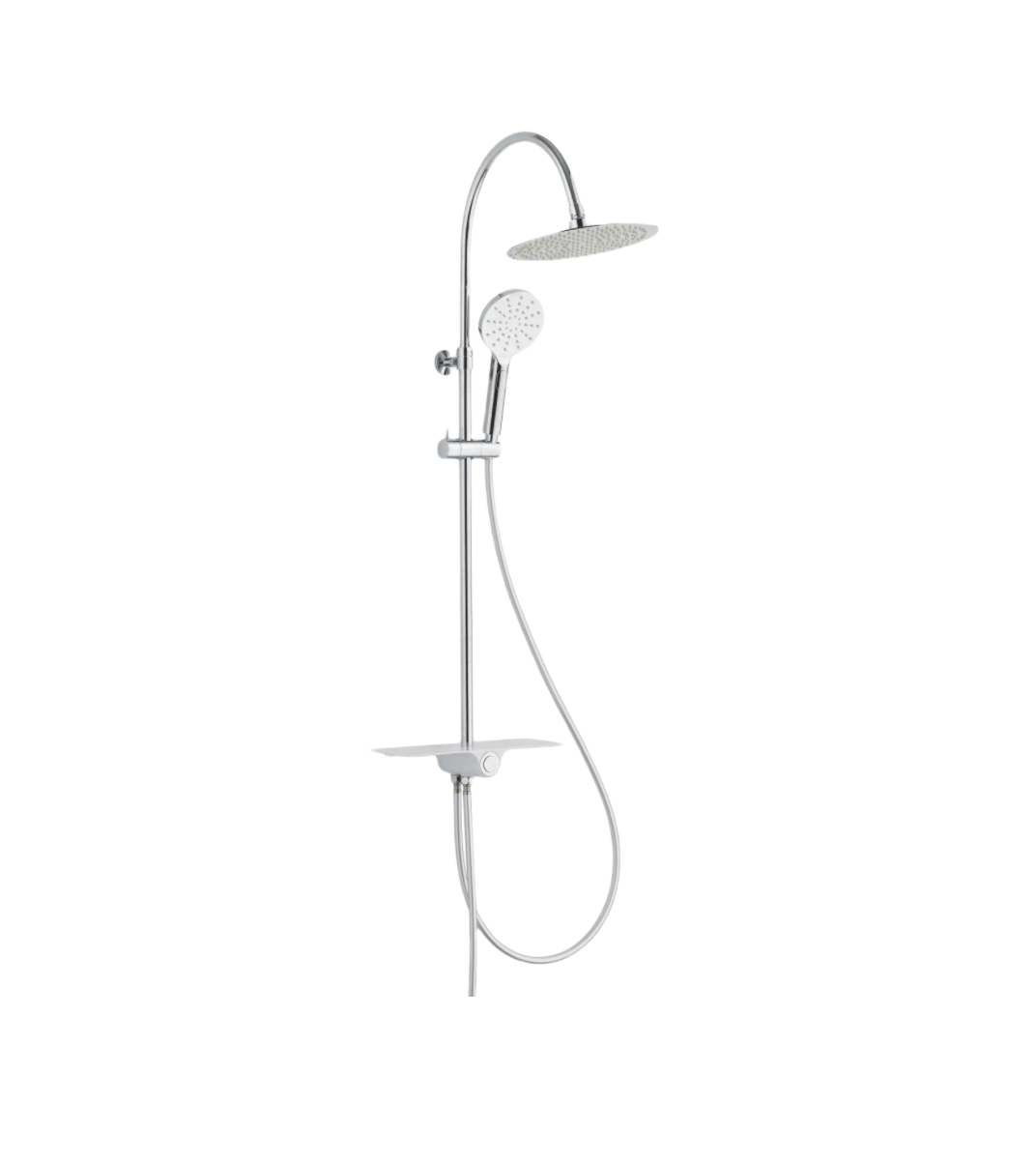 SCHÜTTE Aquastar Douchesysteem - Regendouche - Geïntegreerd Planchet met Push-Button Omsteller - Chroom & Wit