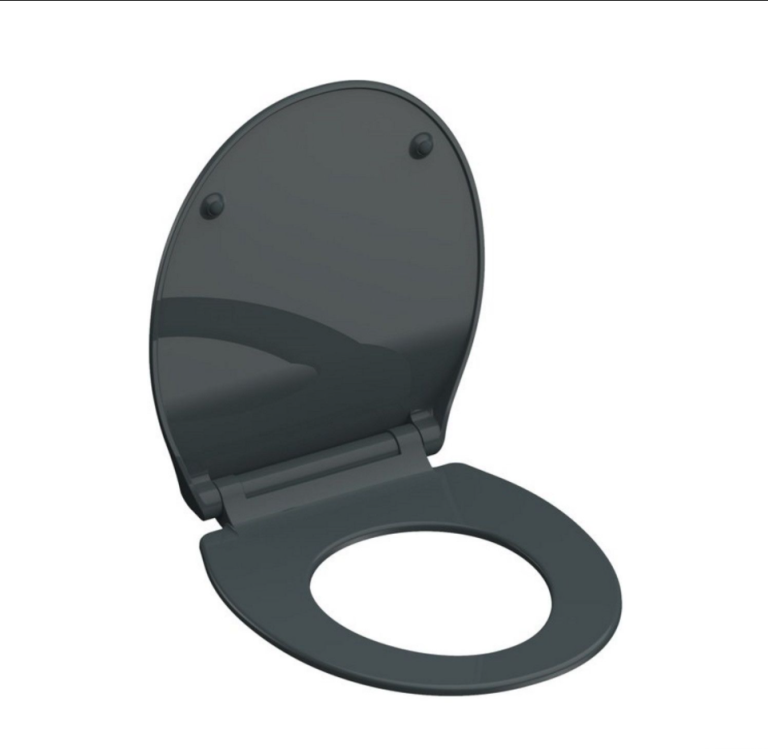 SCHÜTTE soft-close wc-bril SLIM GREY van duroplast, super dun, afklikbaar, RVS-scharnieren - antraciet gelakt