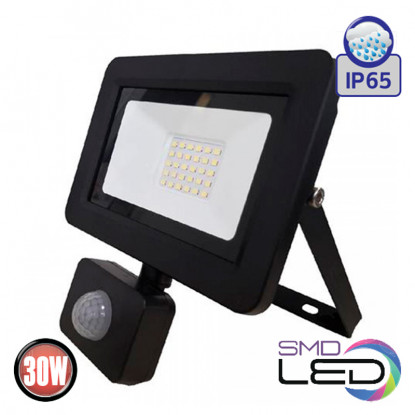 Aslan/S-30 LED projector 30W 6400K 2400lm 220-240V zwart IP65 met sensor
