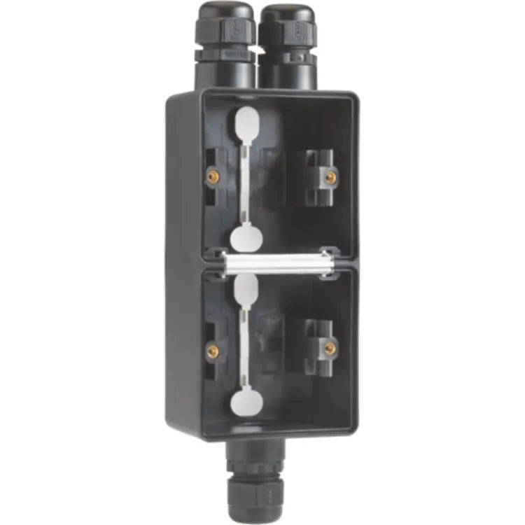 Niko Hydro opbouwbak 2-voudig verticaal met boven 2x en onder 1x M20-ingang zwart (761-84262)