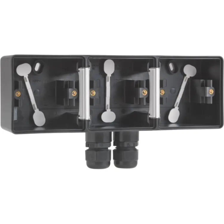 Niko Hydro opbouwbak 3-voudig horizontaal met 2x M20-ingang zwart (761-84952)