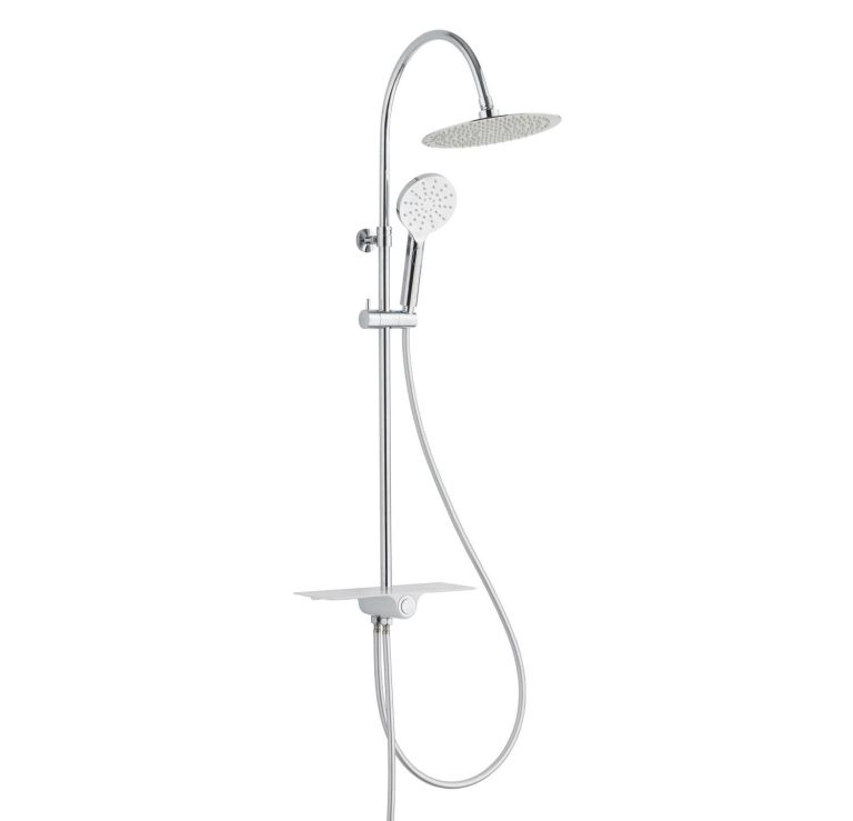 SCHÜTTE Aquastar regendouche met geïntegreerd planchet & push-button - chroom & wit