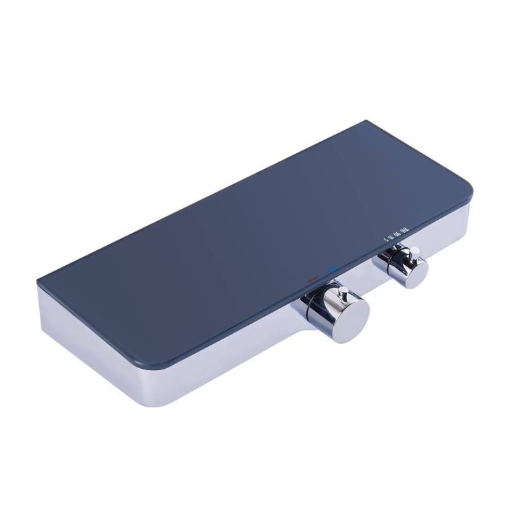 SCHÜTTE Ocean thermostatische douchekraan met glazen planchet - chroom & antraciet