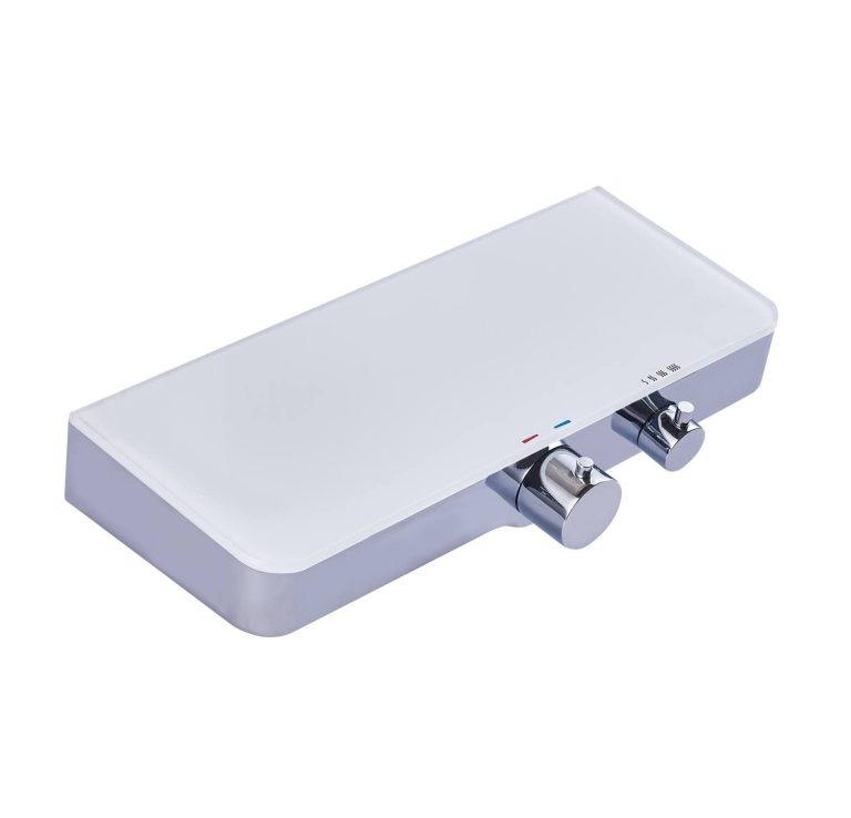SCHÜTTE Ocean thermostatische douchekraan met glazen planchet - chroom & wit